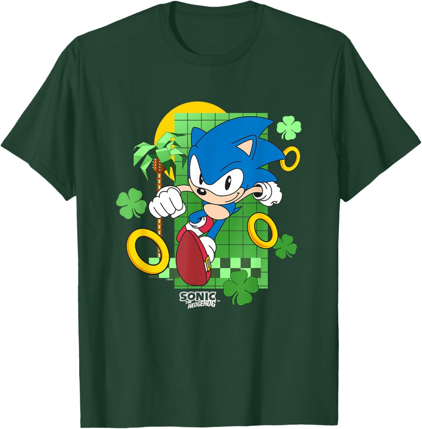 Sonic The Hedgehog St. Patrick's Day Running Through Clovers T-Shirt - T-Shirt | Forest