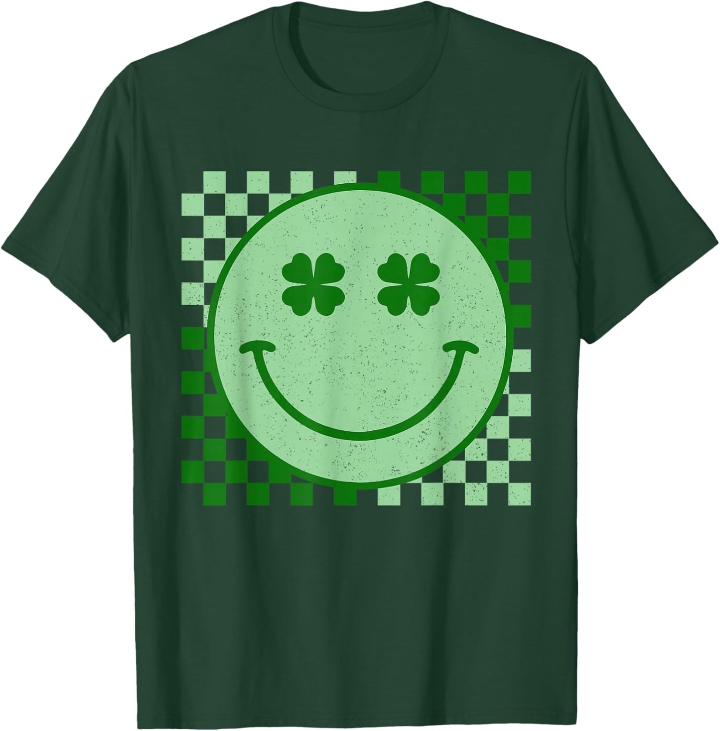 Retro Groovy St Patricks Day Hippie Smile Face Shamrock T-Shirt - T-Shirt | Forest