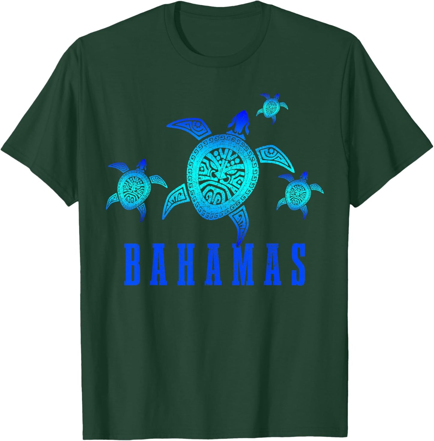 Bahamas Sea Turtle Tribal Pattern Scuba Diving Diver Bahamas T-Shirt - T-Shirt | Forest