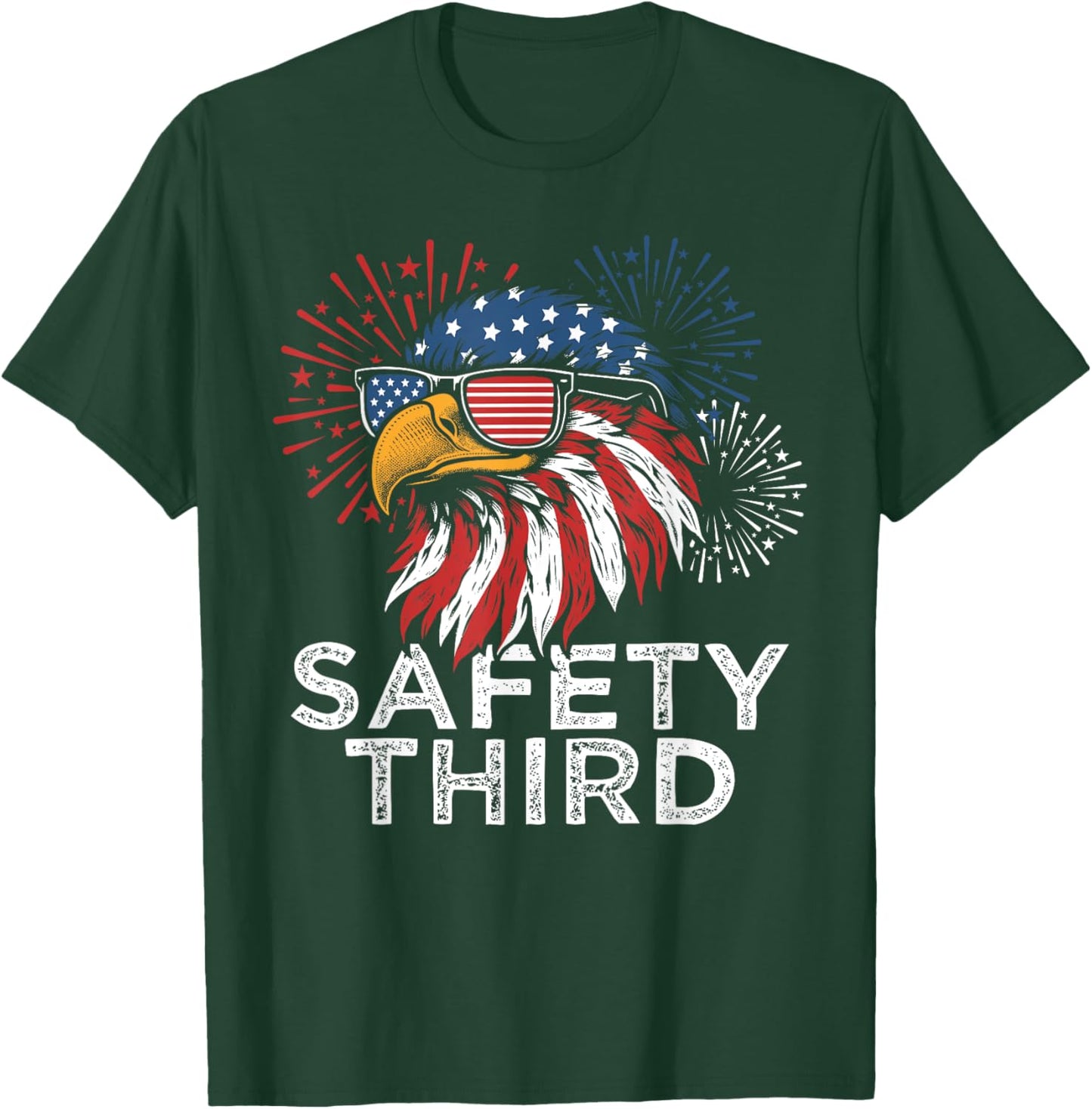 Funny Fireworks Safety Third Eagle American Flag 4th Of July T-Shirt - T-Shirt | Forest