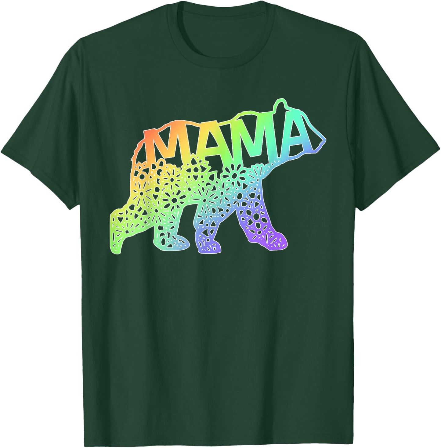 Mum Bear Tie Dye Rainbow Purple Blue Pink Yellow Gift T-Shirt - T-Shirt | Forest