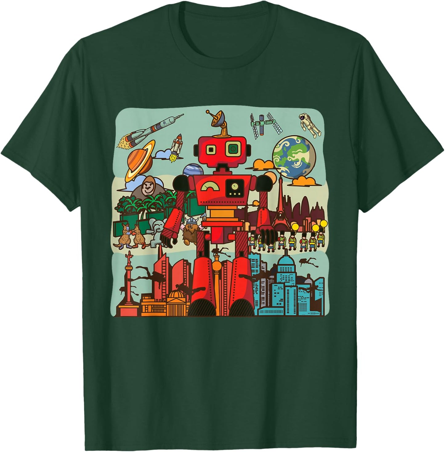 Retro Japanese Robotics Engineer Gift Funny Toy Robot T-Shirt - T-Shirt | Forest