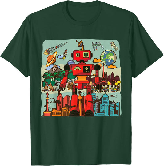 Retro Japanese Robotics Engineer Gift Funny Toy Robot T-Shirt - T-Shirt | Forest