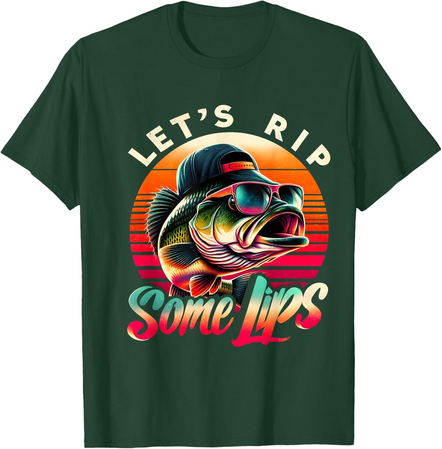 Let's Rip Some Lips Bass Fishing Funny Fishing Lovers Gifts T-Shirt - T-Shirt | Forest