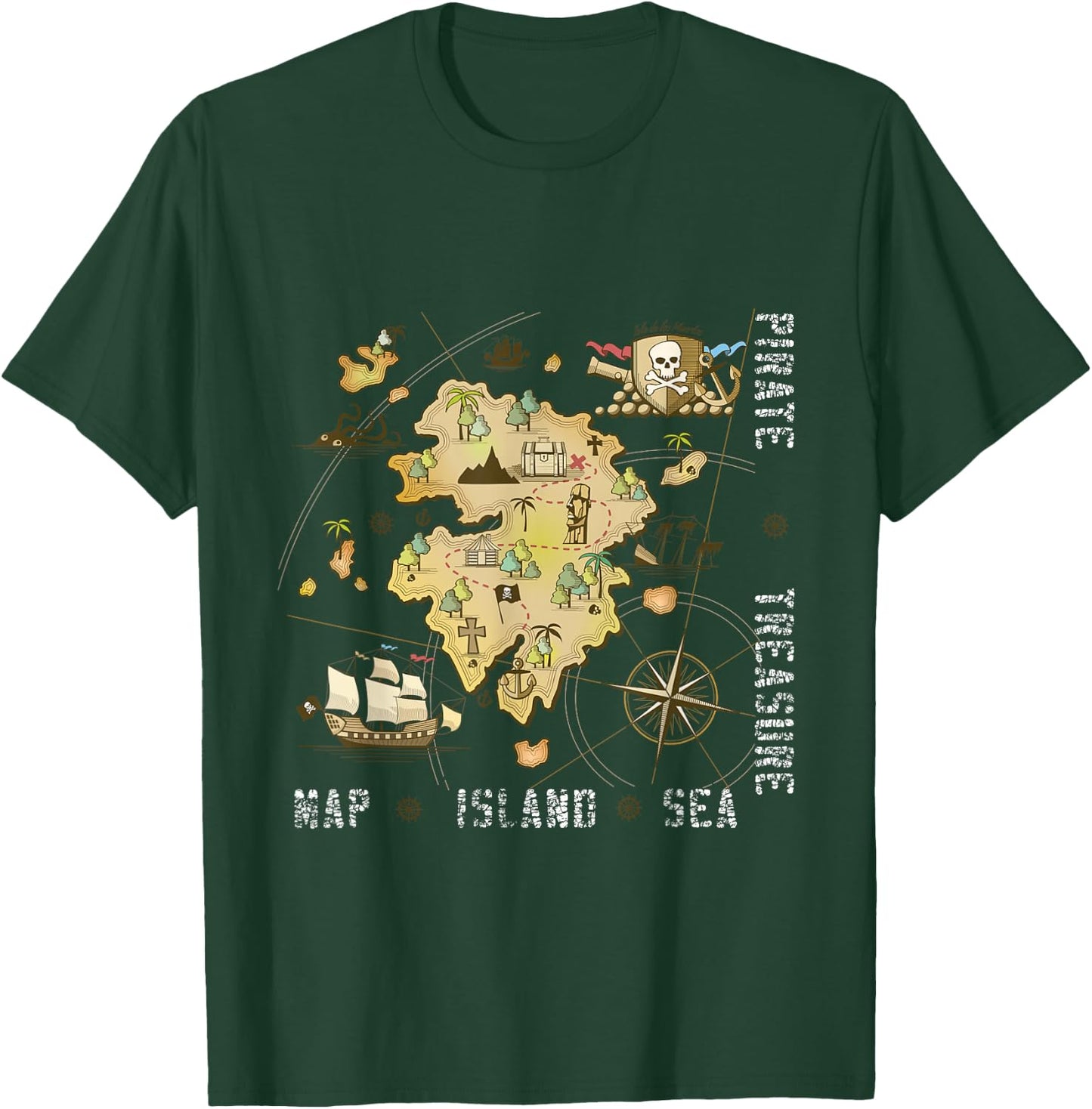 Pirate Treasure Sea Island Map T-Shirt - T-Shirt | Forest