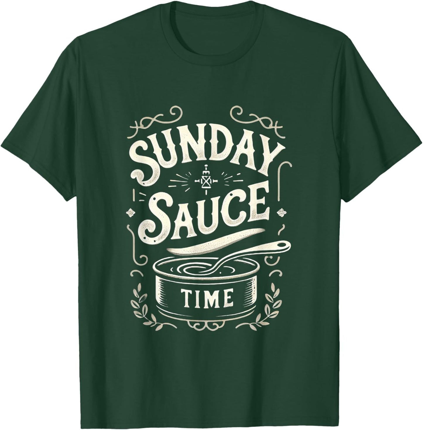 Food FH Sunday Sauce Time |-- , Small, Black T-Shirt - T-Shirt | Forest