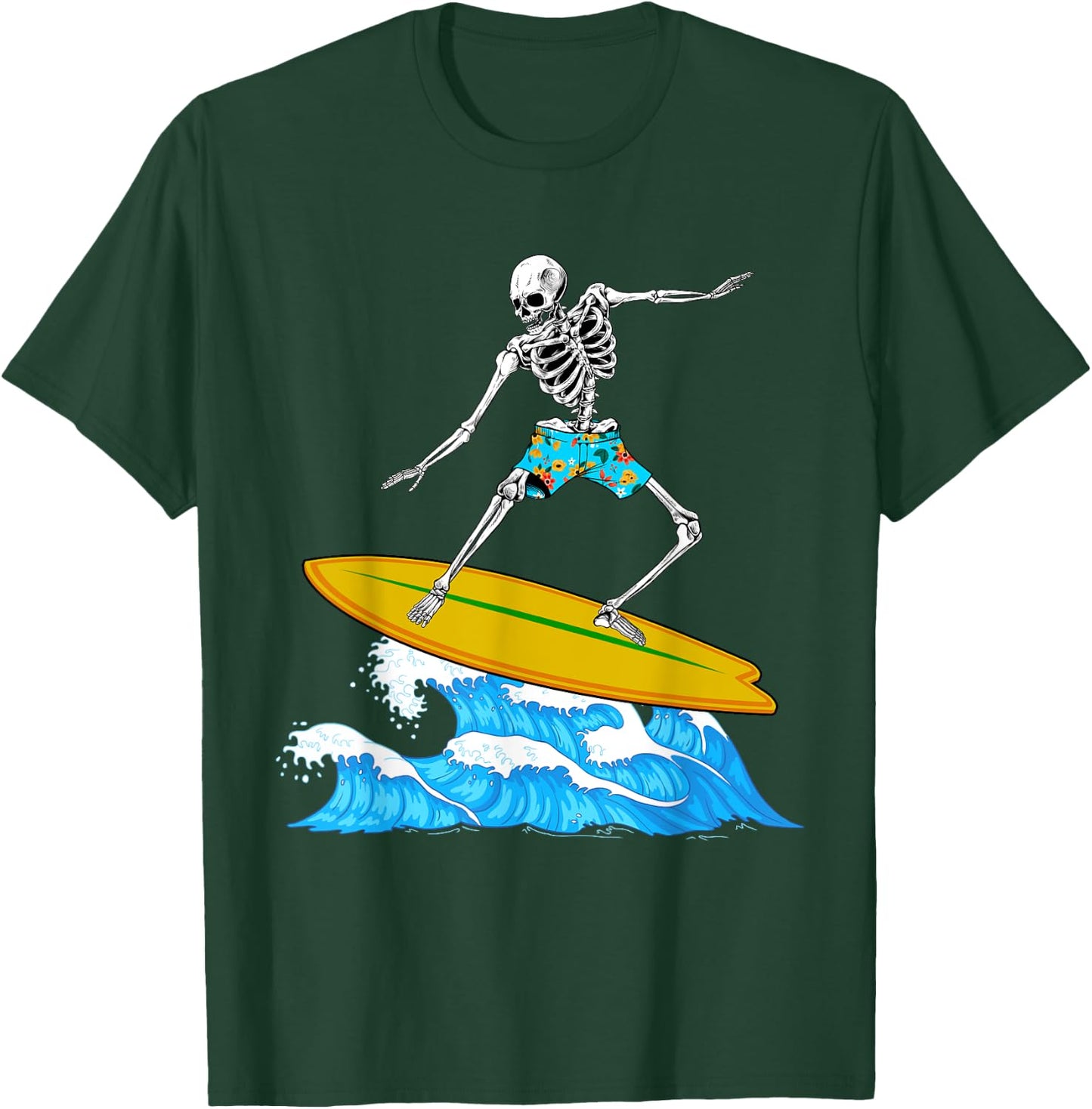 Cool Surfing Women Skeleton Surfer Surfboard Lovers T-Shirt - T-Shirt | Forest