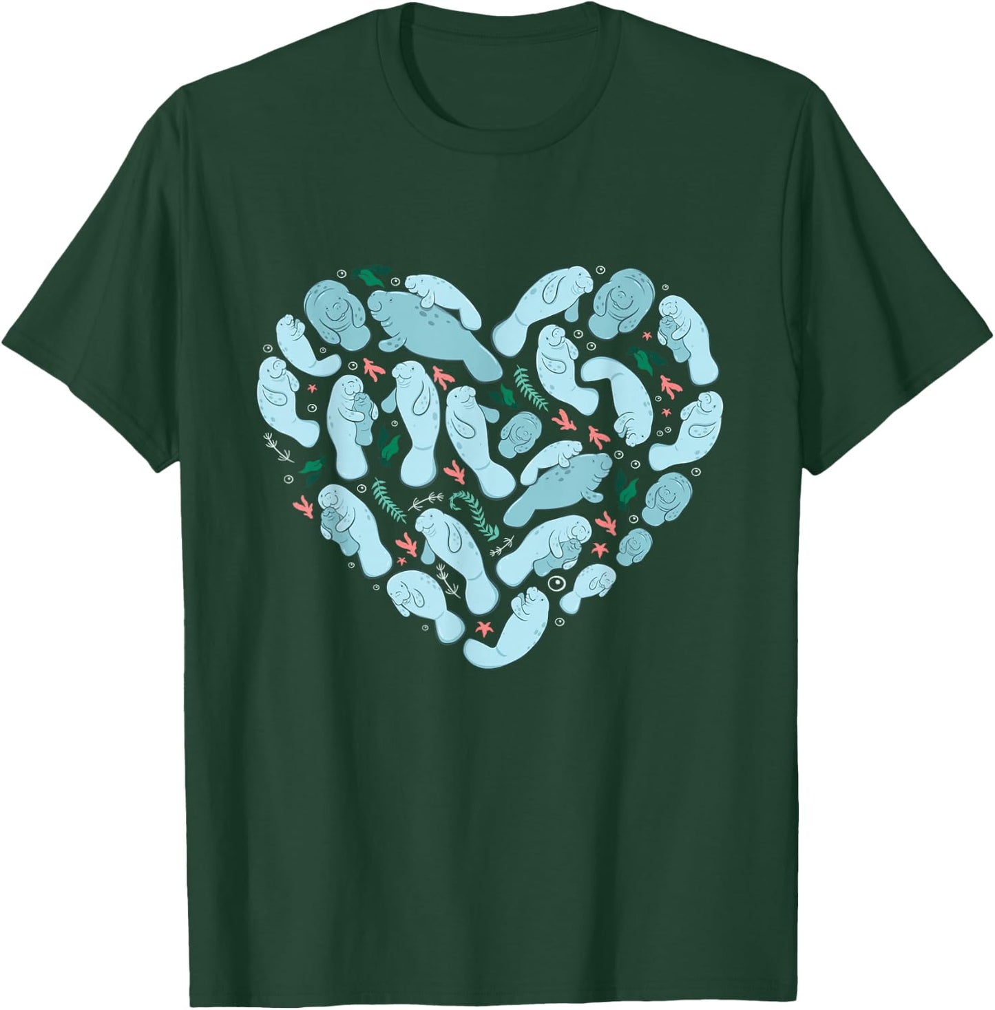 Manatee lover heart sea cow Floaty Potato kids boys women T-Shirt - T-Shirt | Forest