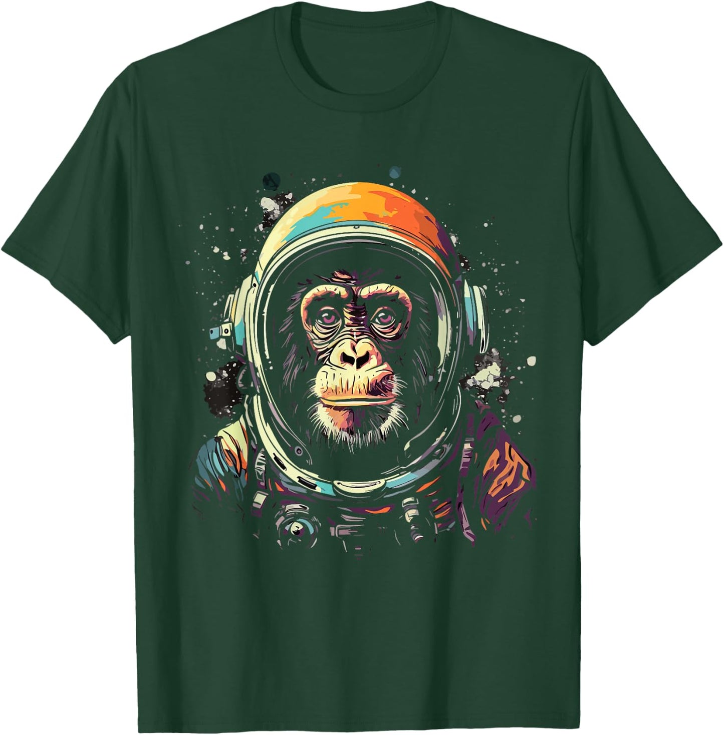 Astronaut Monkey Vintage Space Cosmonaut Graphic Travel T-Shirt - T-Shirt | Forest
