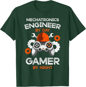 Mechatronics Engineer By Day Gamer By Night Engineering Gift T-Shirt - T-Shirt | Forest