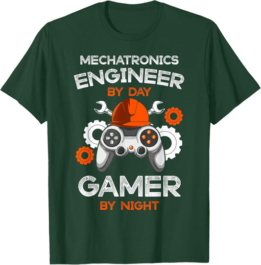 Mechatronics Engineer By Day Gamer By Night Engineering Gift T-Shirt - T-Shirt | Forest