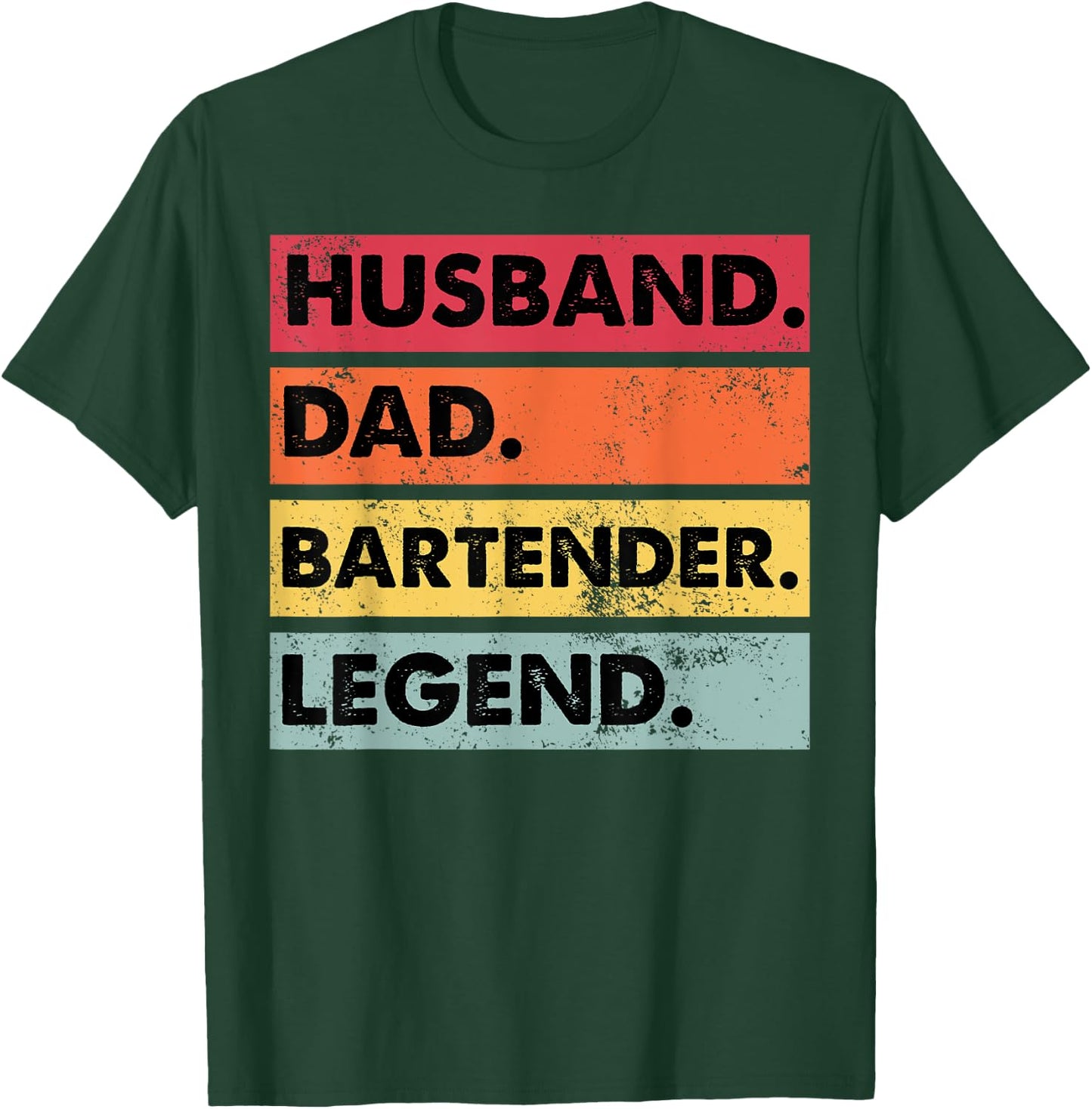 Retro Husband Dad Bartender Legend Funny Bartending T-Shirt - T-Shirt | Forest