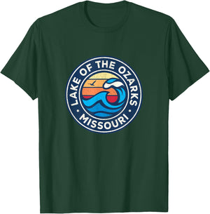 Lake of the Ozarks Missouri MO Vintage Nautical Waves Design T-Shirt - T-Shirt | Forest