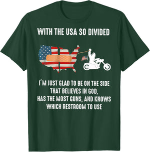 Bigfoot Biker With The USA So Divided (on back) T-Shirt - T-Shirt | Forest