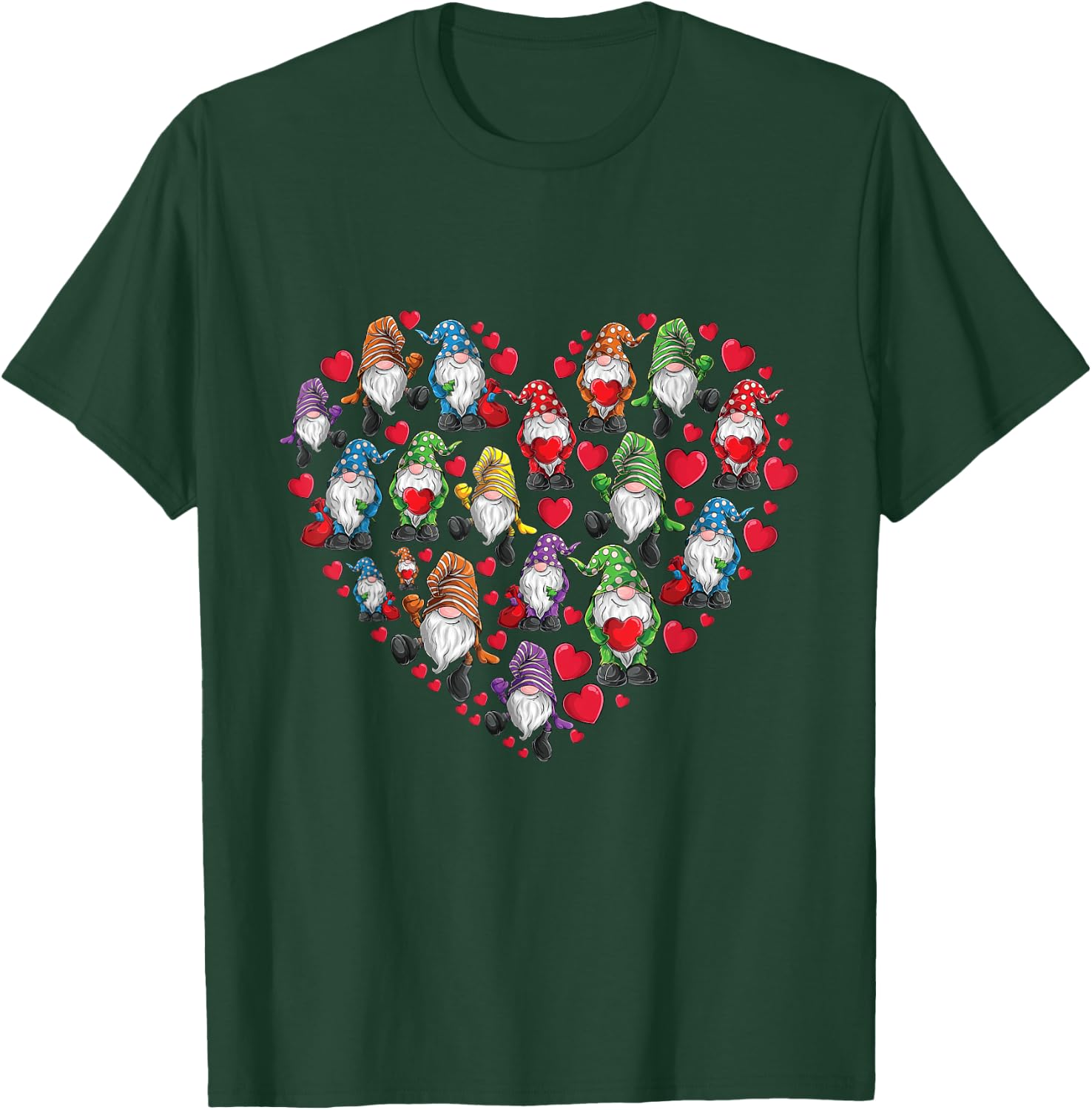 Gnomes Heart Love Gnome Lover Gift Men Women Kids Girls Boys T-Shirt - T-Shirt | Forest