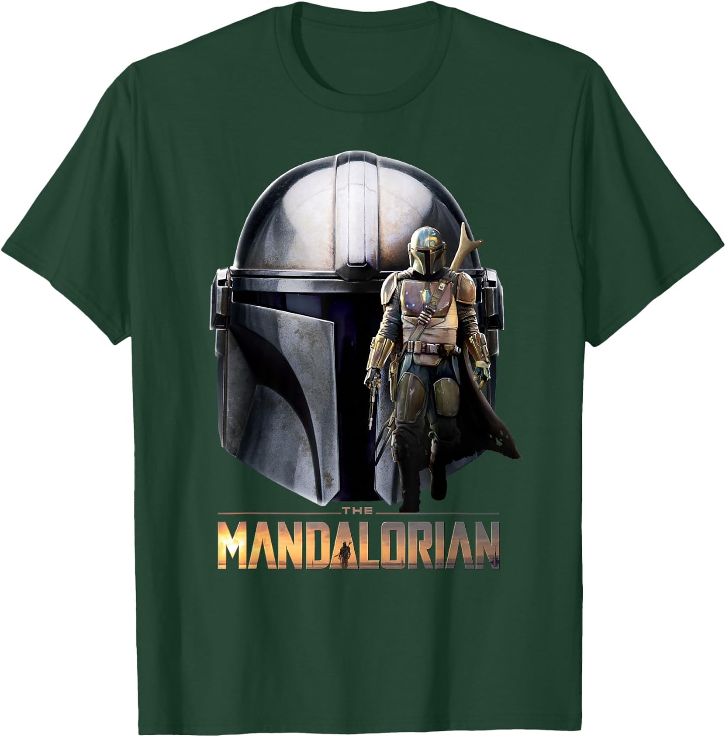 Star Wars The Mandalorian Helmet Portrait Mashup T-Shirt - T-Shirt | Forest