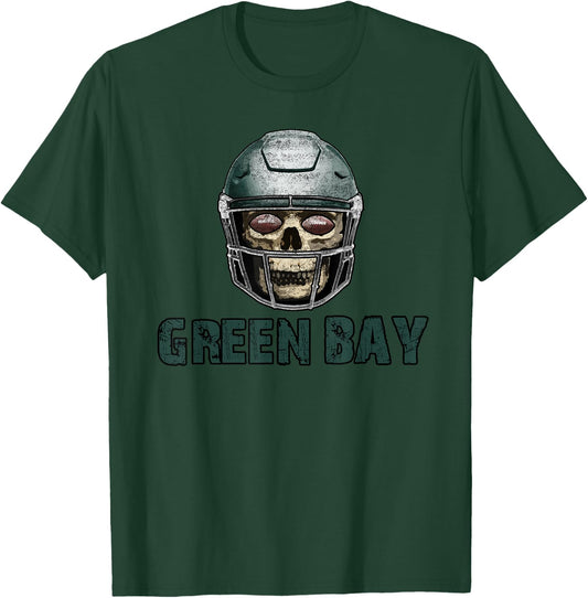 Green Bay Football Skull in Helmet T-Shirt - T-Shirt | Forest