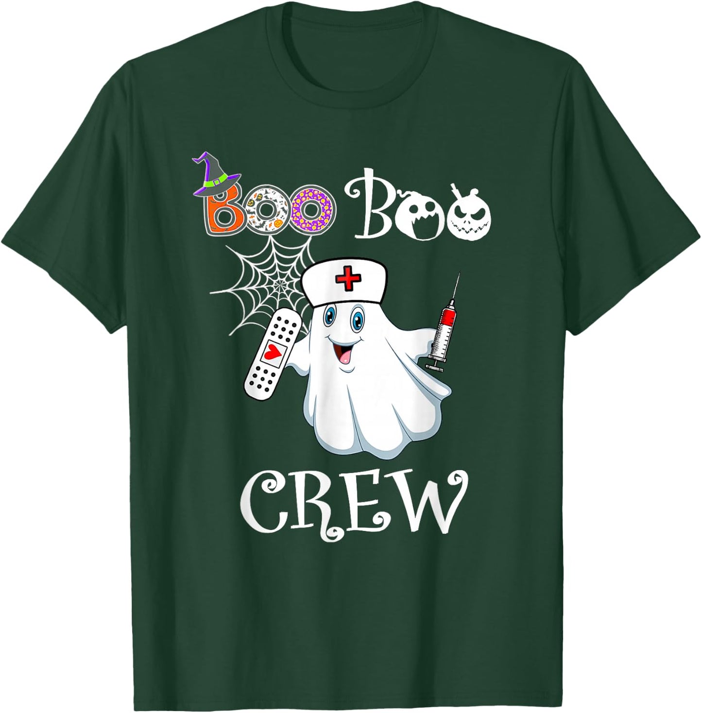 Boo Boo Crew Funny Ghost Paramedic EMT EMS Nurse Halloween T-Shirt - T-Shirt | Forest