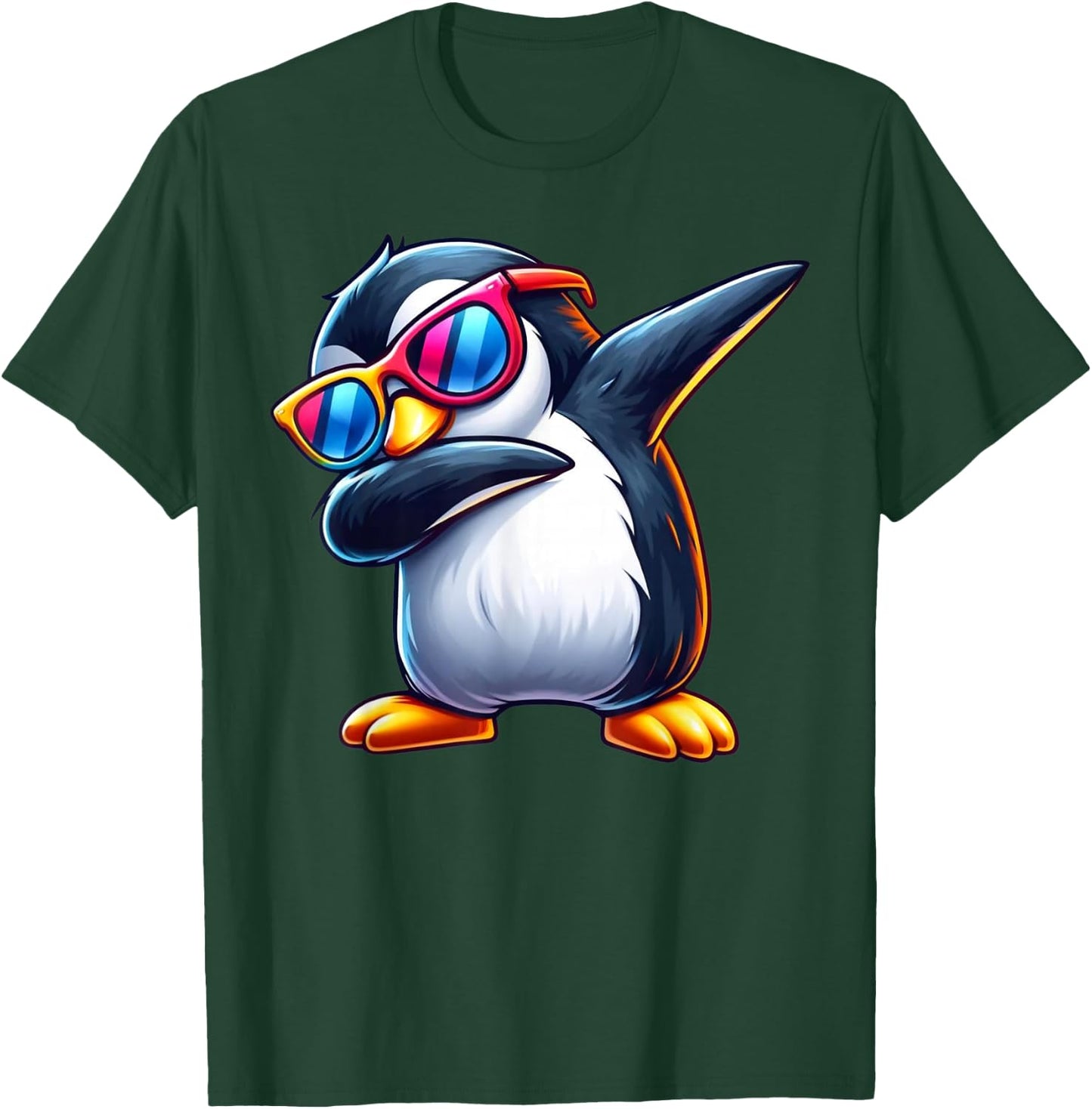 Unique Penguin Lover Apparel & Home Decor Shop -Adults & Kids Funny Dabbing Penguin Wearing Sunglasses Animal Lover Black T-Shirt - T-Shirt | Forest