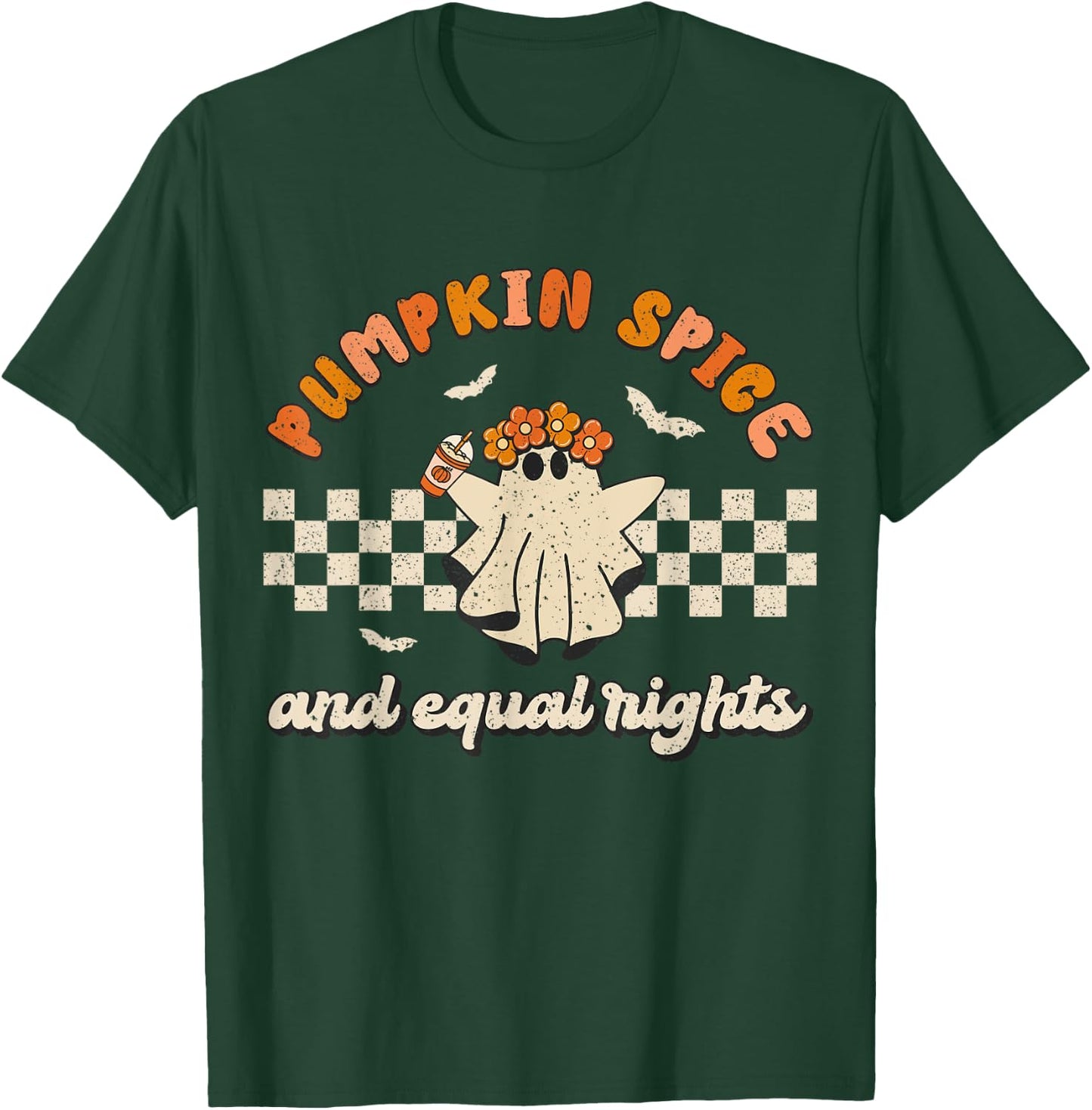 Pumpkin Spice & Equal Rights Retro Groovy Fall Season Women T-Shirt - T-Shirt | Forest