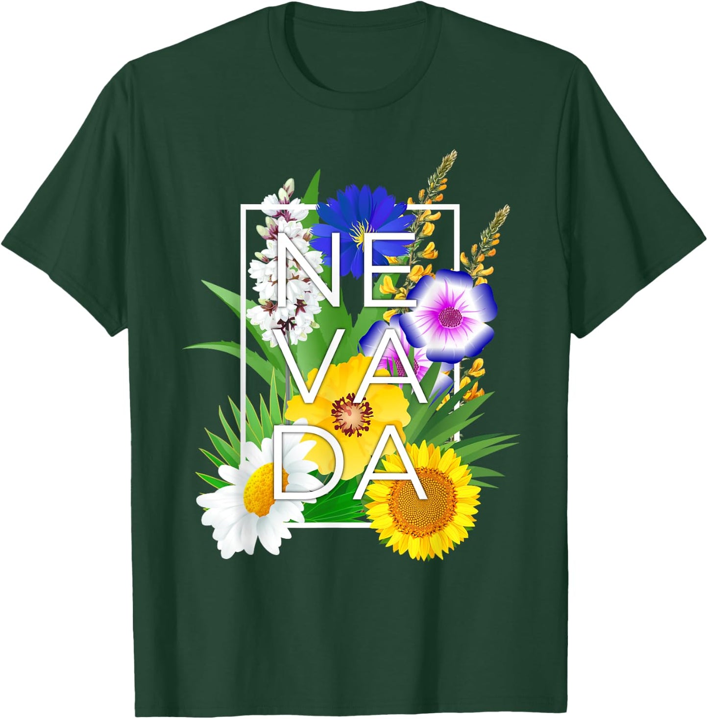 Flowers of Nevada Word Art - Nevadan State Pride T-Shirt - T-Shirt | Forest
