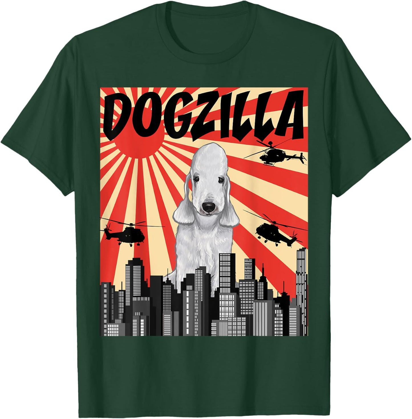 Funny Retro Japanese Dogzilla Bedlington Terrier T-Shirt - T-Shirt | Forest