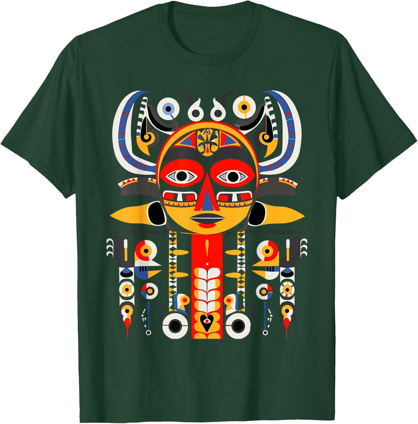 Totem Pole in Pacific Northwest Coastal Art Style T-Shirt - T-Shirt | Forest