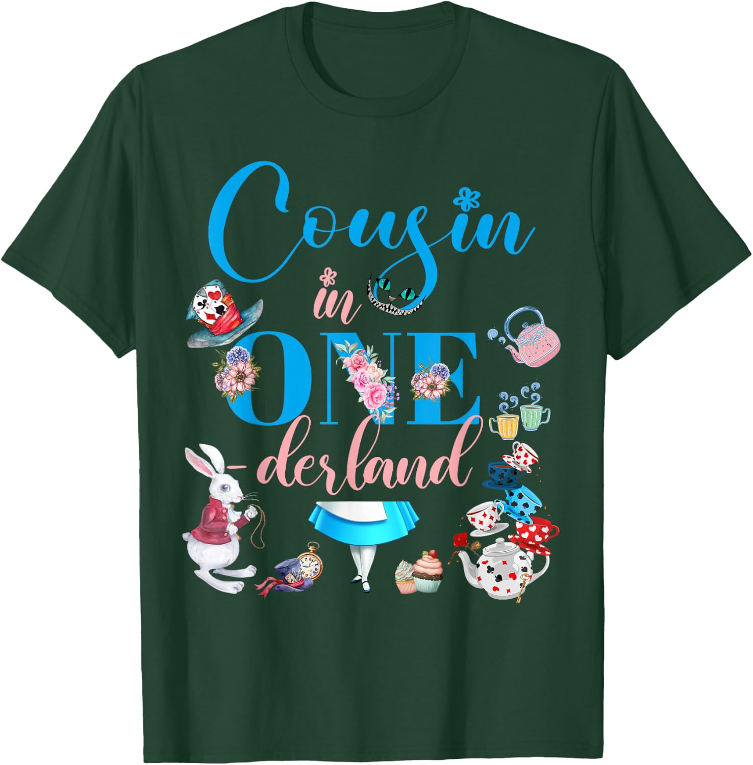 Alice in ONEderland Family Cousin Of The Birthday Girl T-Shirt - T-Shirt | Forest