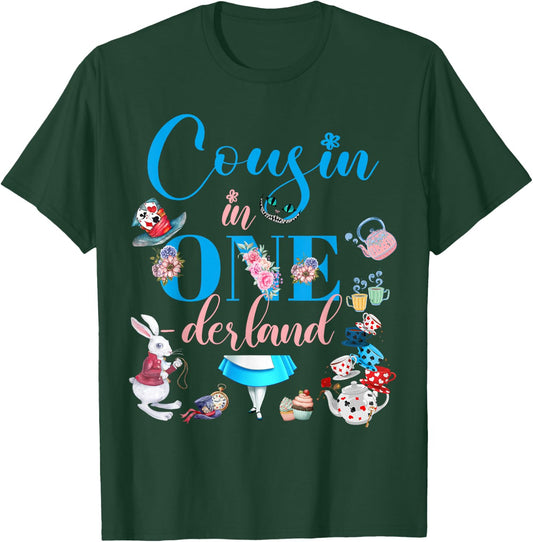 Alice in ONEderland Family Cousin Of The Birthday Girl T-Shirt - T-Shirt | Forest