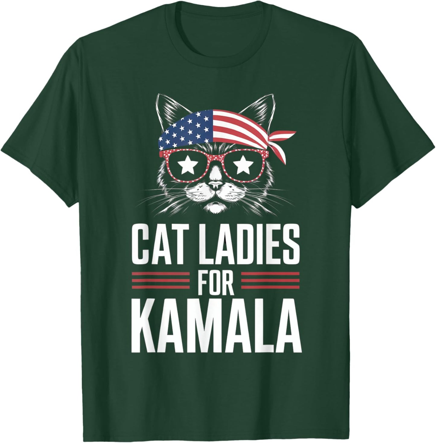 Cat Ladies for Kamala Funny Cat 2024 President Kamala-Harris T-Shirt - T-Shirt | Forest