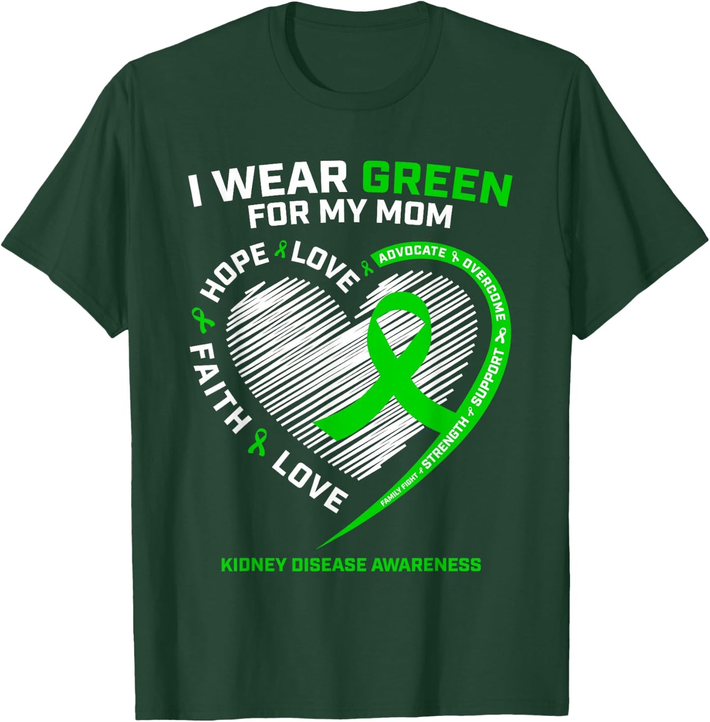 Warrior Fighter Women Men Gifts Mom Kidney Disease Awareness T-Shirt - T-Shirt | Forest