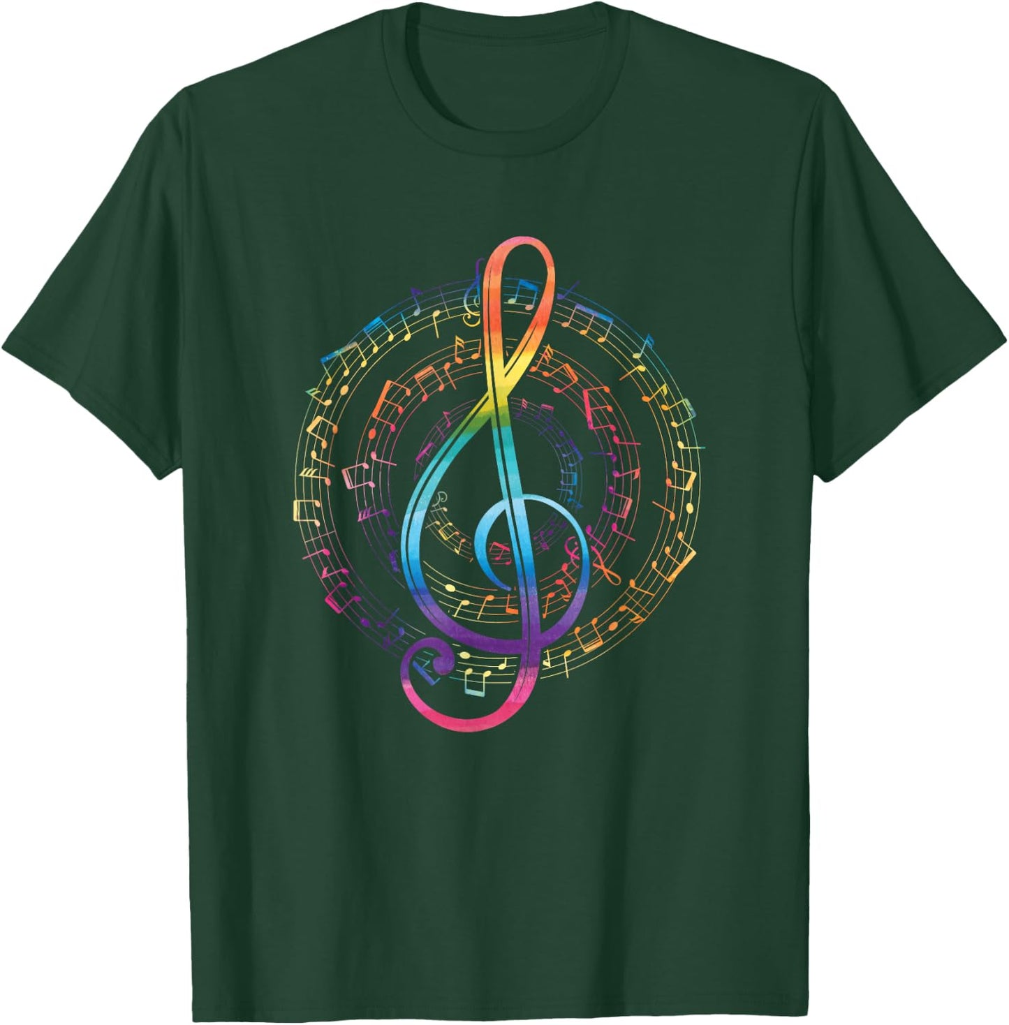 Rainbow Music Notes Treble Clef T-Shirt - T-Shirt | Forest