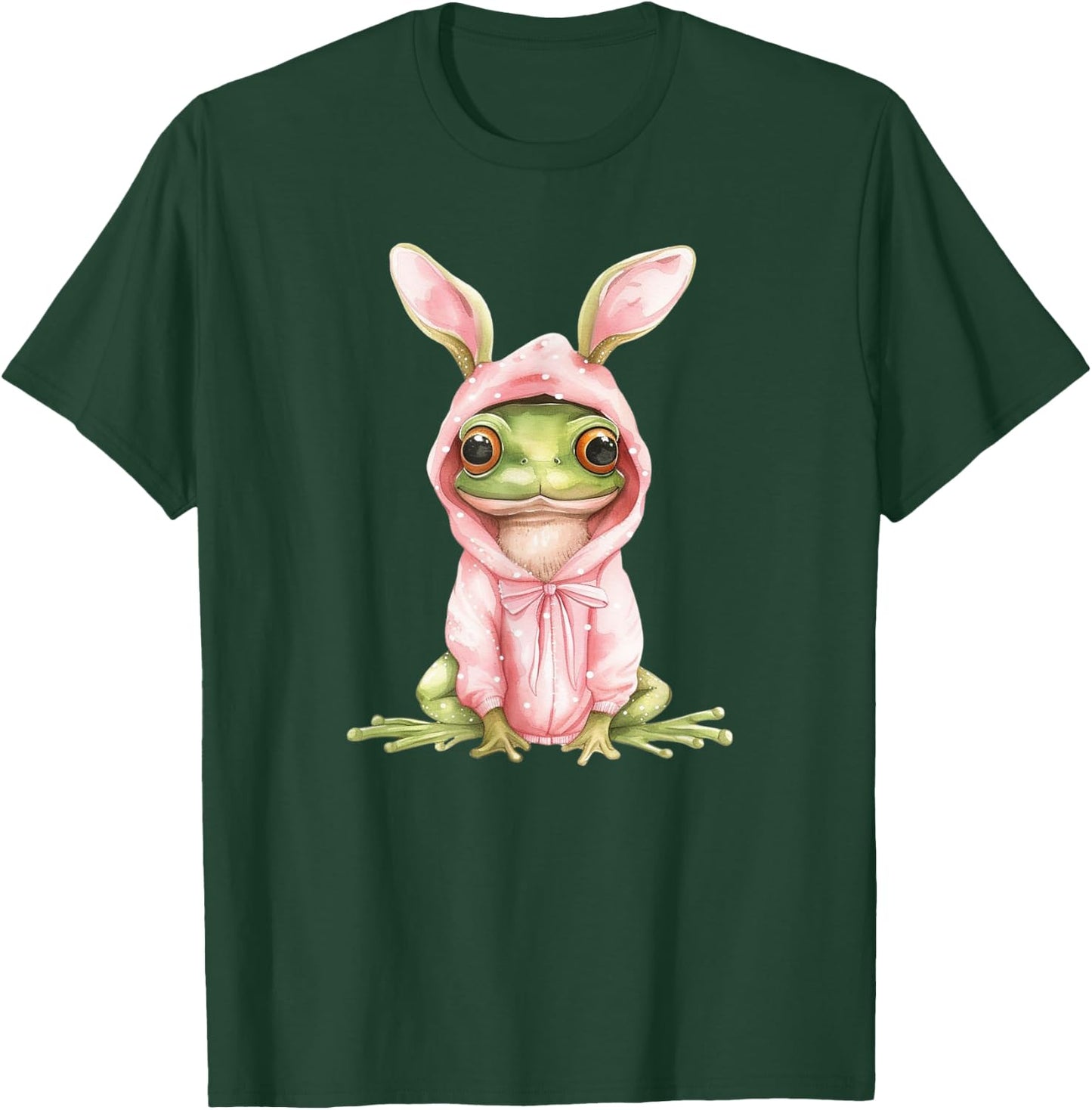 Frog Dressed As Bunny Rabbit Cute Spring Watercolor Easter T-Shirt - T-Shirt | Forest