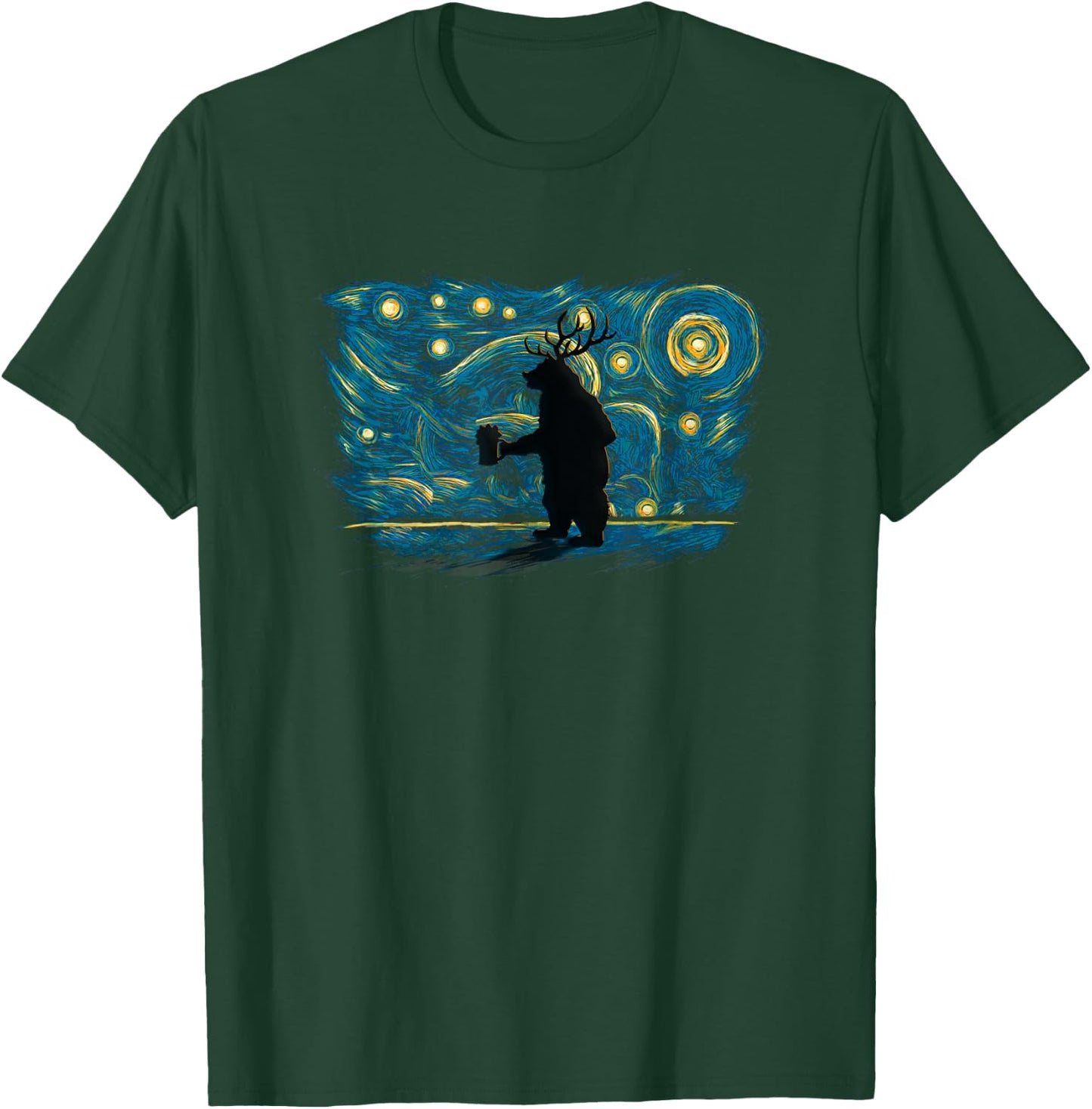 Retro Vintage Style Beer Bear Deer T-Shirt - T-Shirt | Forest
