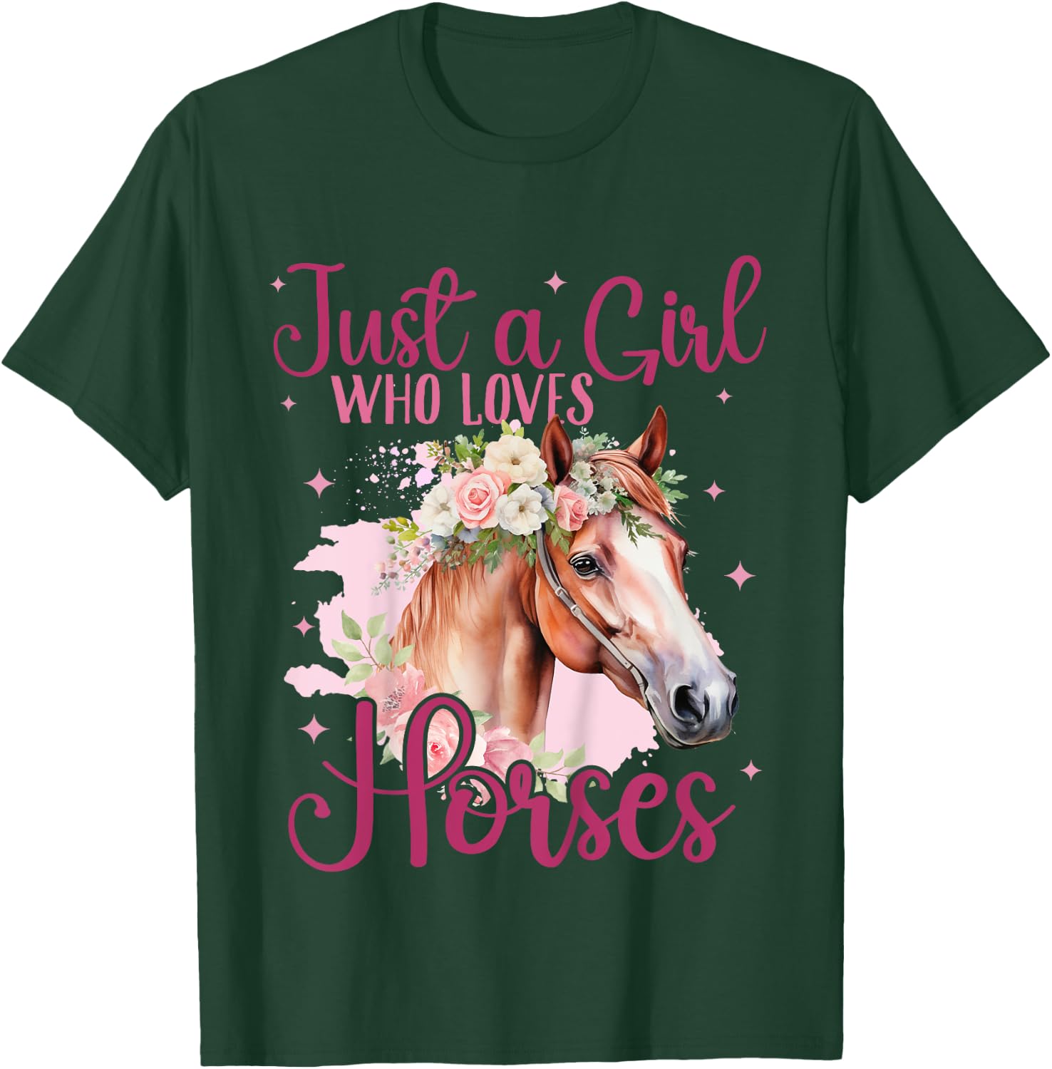 Kids Just a girl who loves Horses Riding Horse Lover Horse Girl T-Shirt - T-Shirt | Forest