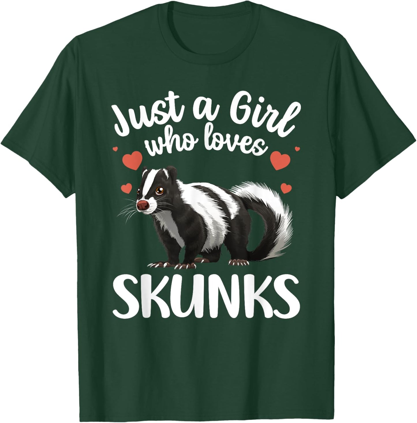 Cool Skunk Design Girls Kids Animal Skunk Lover T-Shirt - T-Shirt | Forest