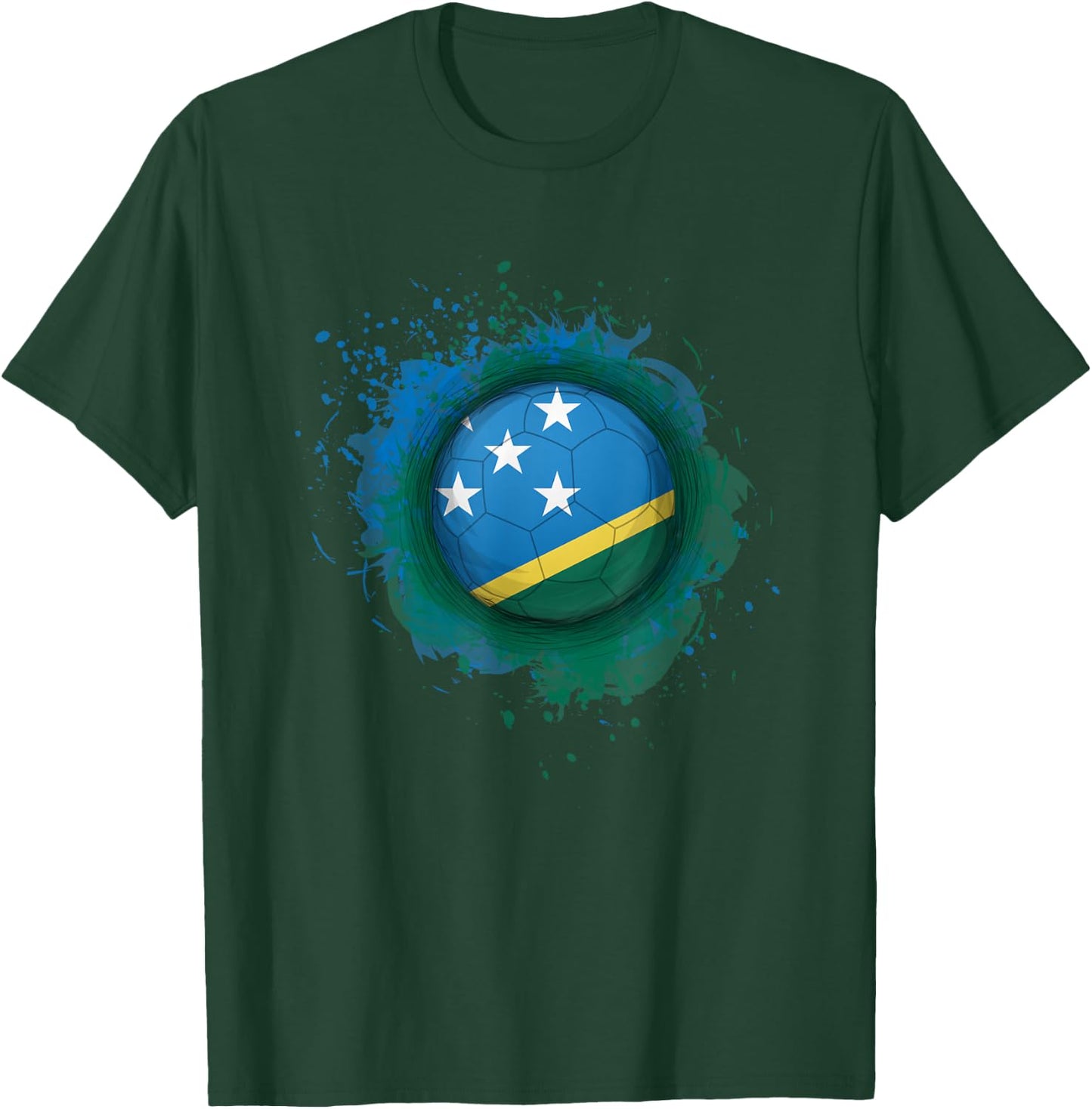 Proud Heritage Solomon Islands Flag Soccer Ball T-Shirt - T-Shirt | Forest