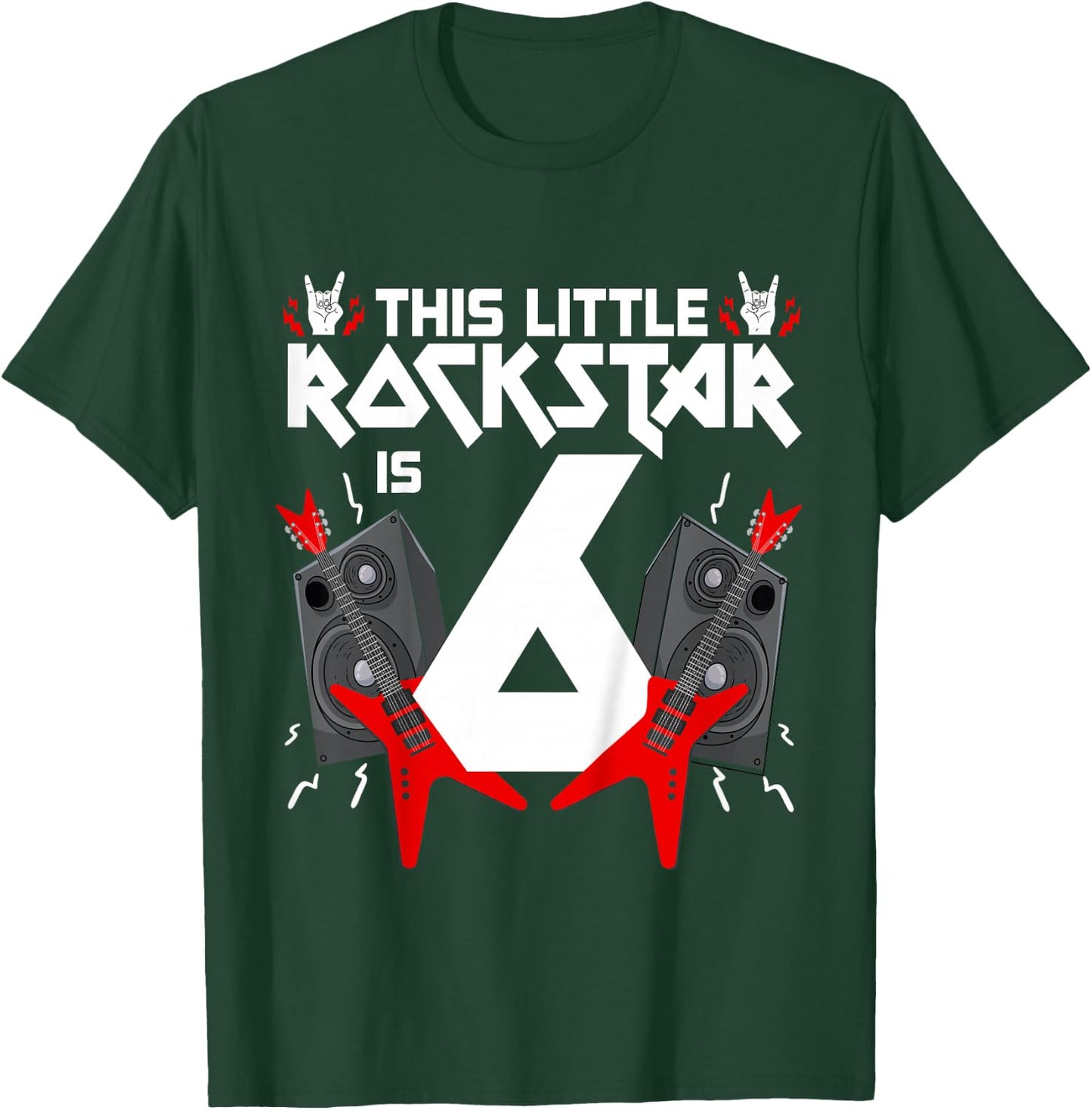 6 Year Old Rock And Roll Star Birthday Party Guitar 6th Gift T-Shirt - T-Shirt | Forest