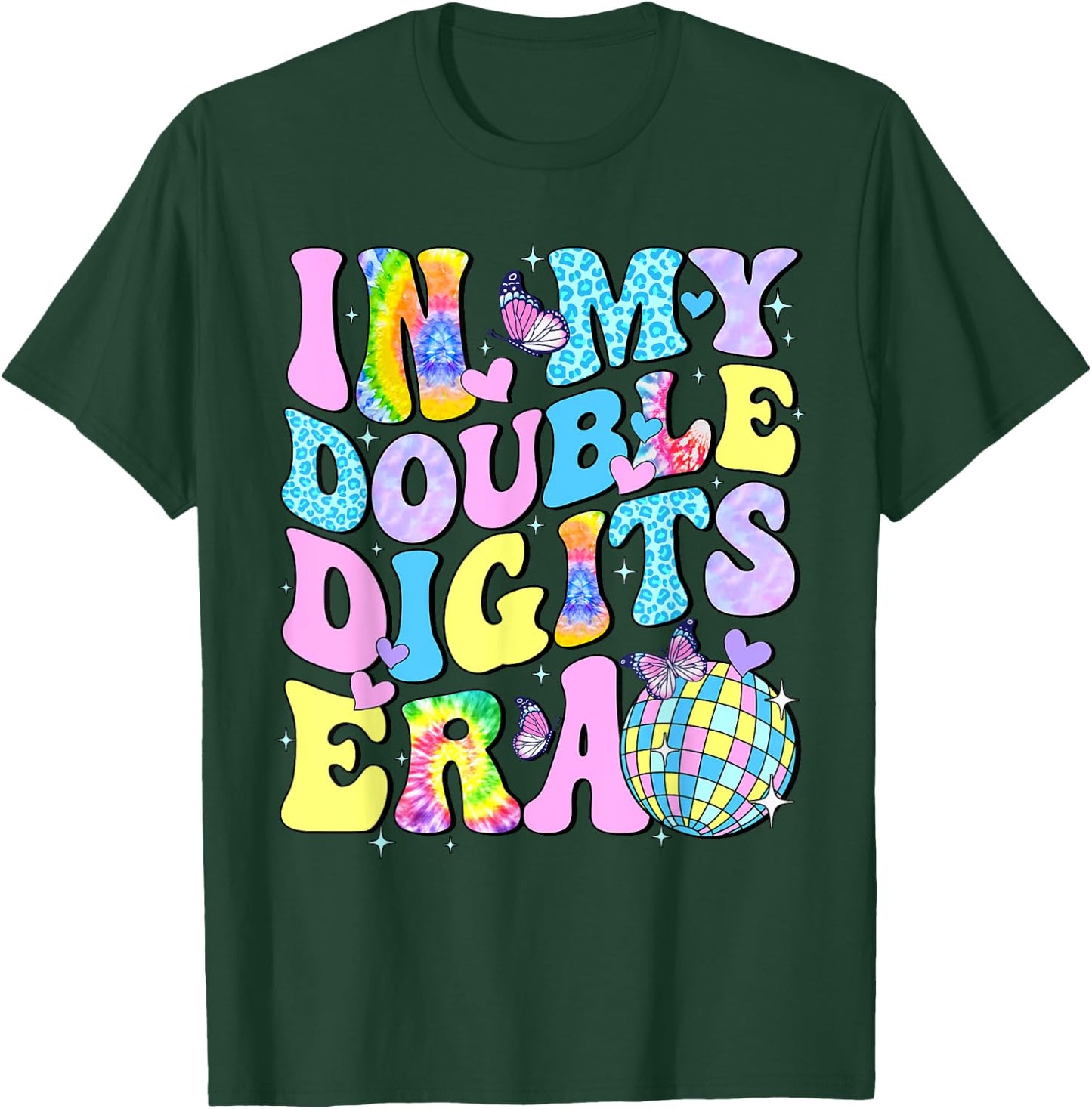 In My Double Digits Era Retro 10th Birthday 10 Years Old T-Shirt - T-Shirt | Forest