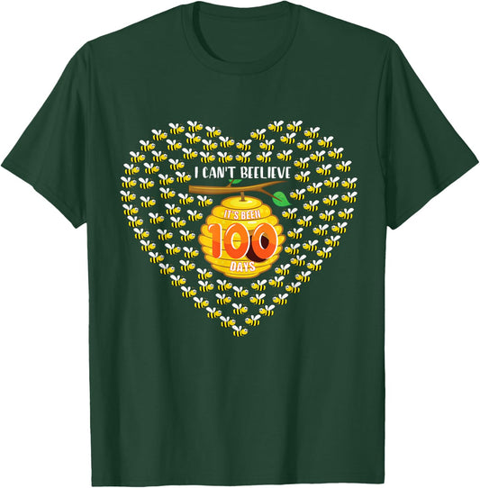 100 Days Of School Bee Hive Tree Hearts Teachers Student Kid T-Shirt - T-Shirt | Forest