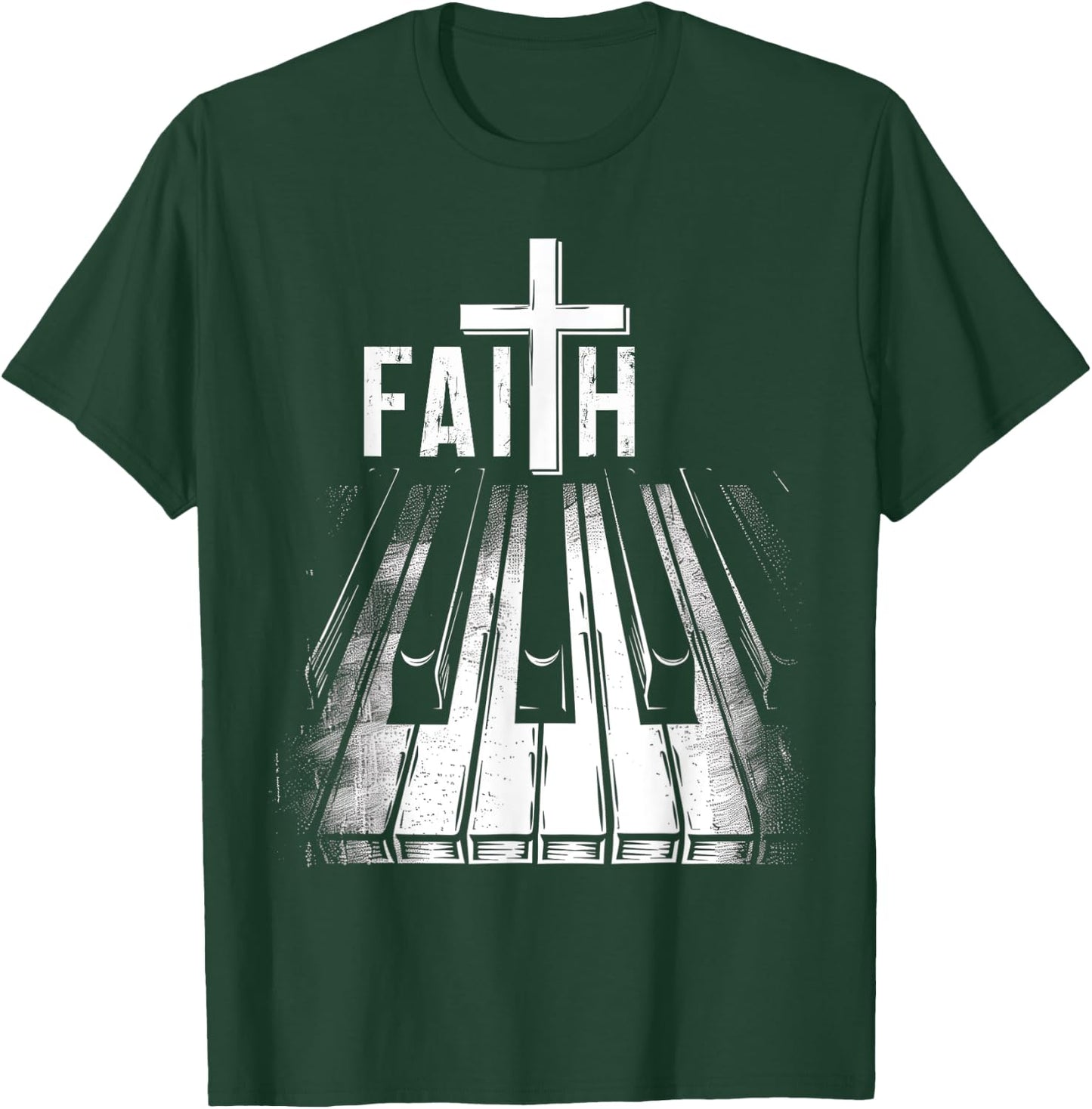 Piano Christian Faith Cross Classical Music Organ Pianist T-Shirt - T-Shirt | Forest
