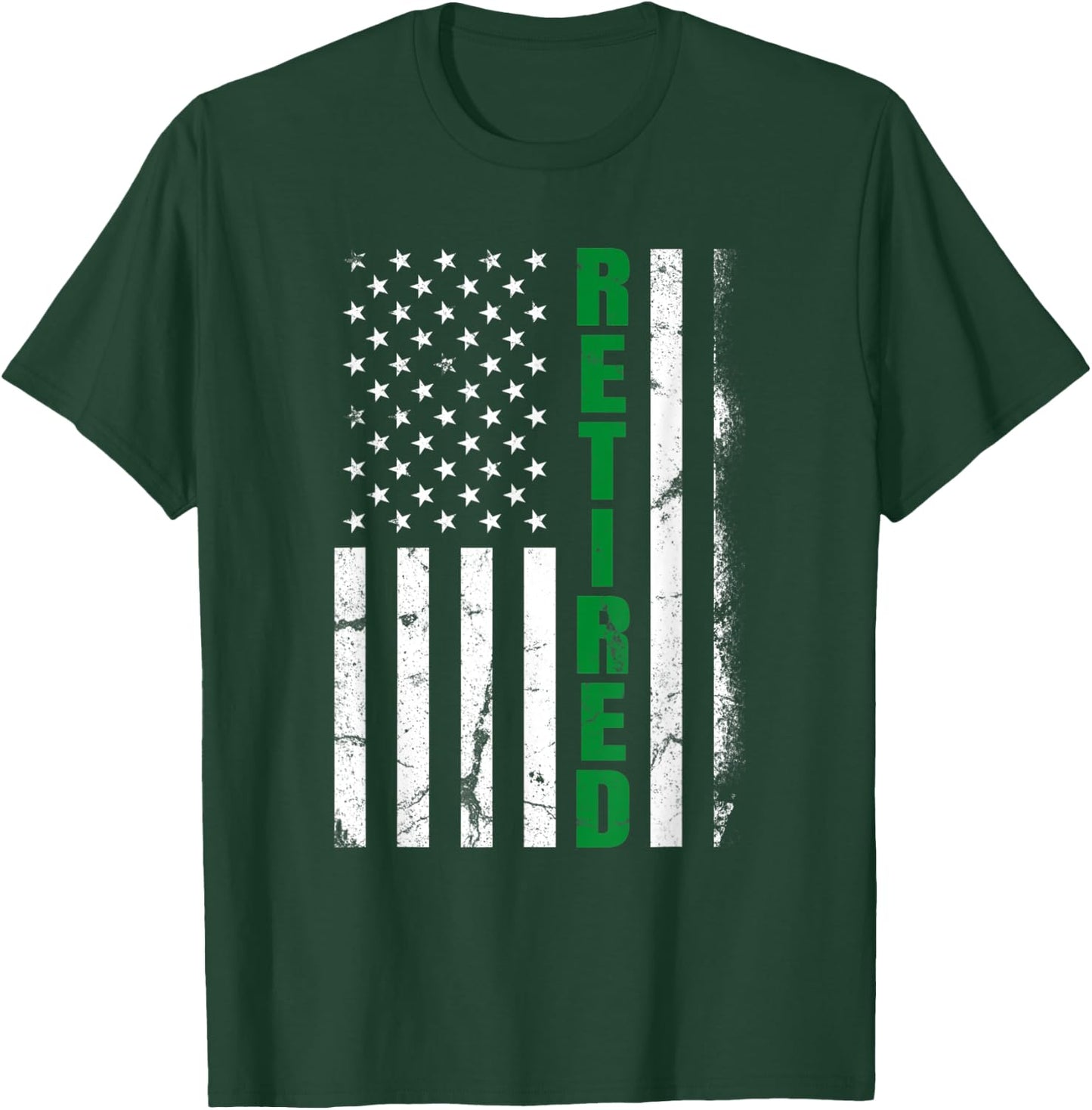 Retired Military Border Patrol Thin Green Line US Flag T-Shirt - T-Shirt | Forest