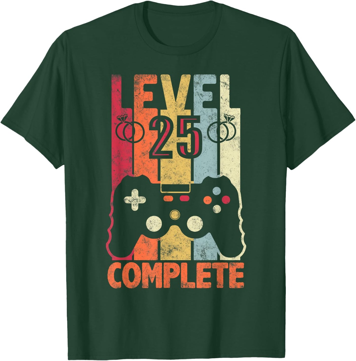 Level 25 Complete retro Vintage 25th Wedding Anniversary T-Shirt - T-Shirt | Forest