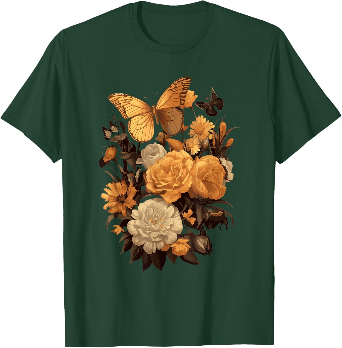 Vintage Flowers Floral Pressed Flower T-Shirt - T-Shirt | Forest
