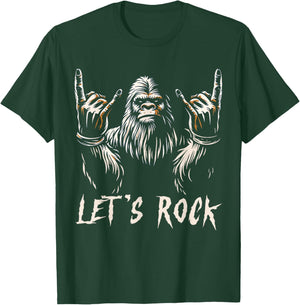 Bigfoot Rock On Funny Sasquatch Rock and Roll Let's Rock T-Shirt - T-Shirt | Forest