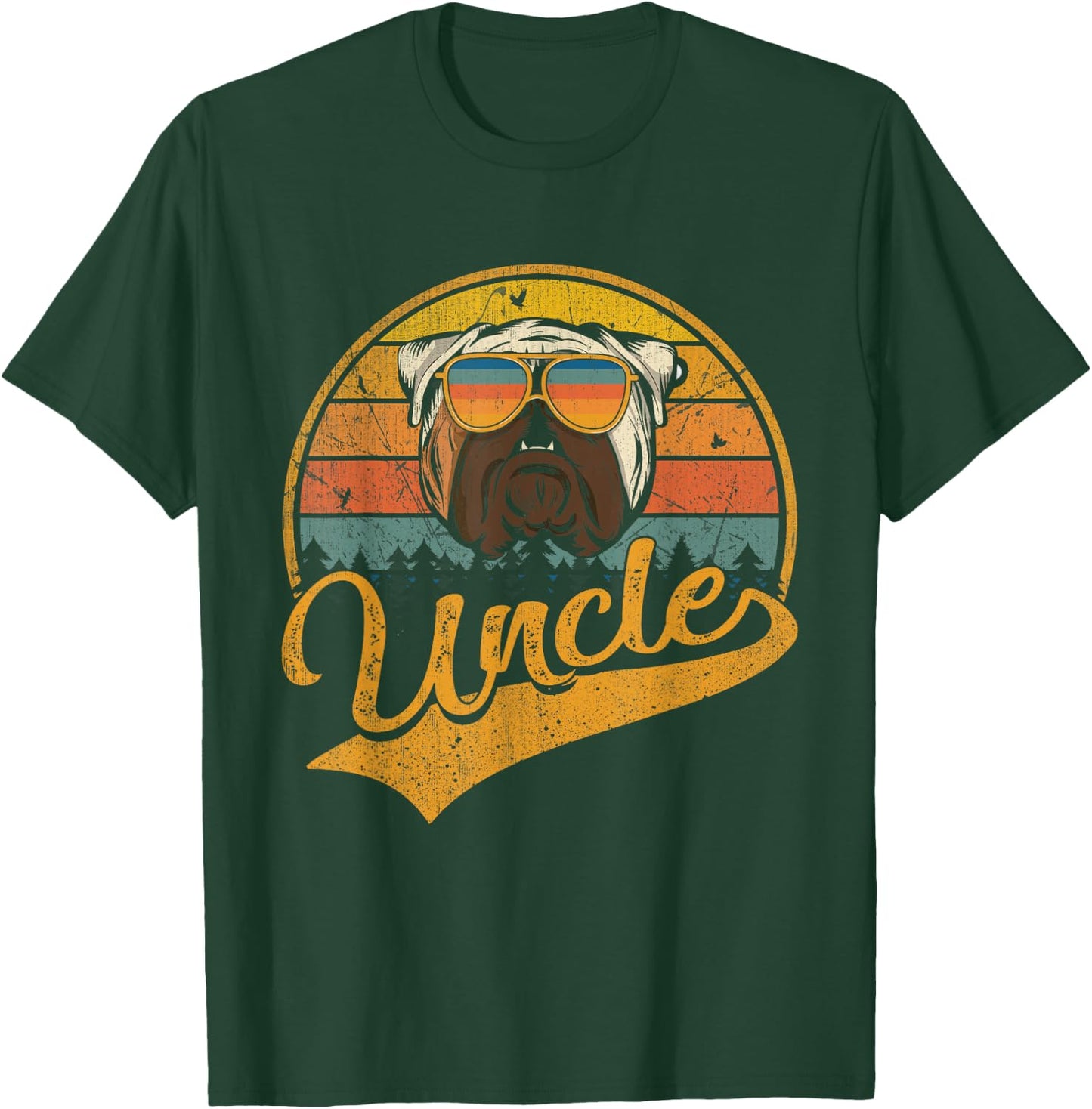 Father's Day Gifts Retro Vintage English Bulldog Uncle Women Girls Kids T-Shirt - T-Shirt | Forest