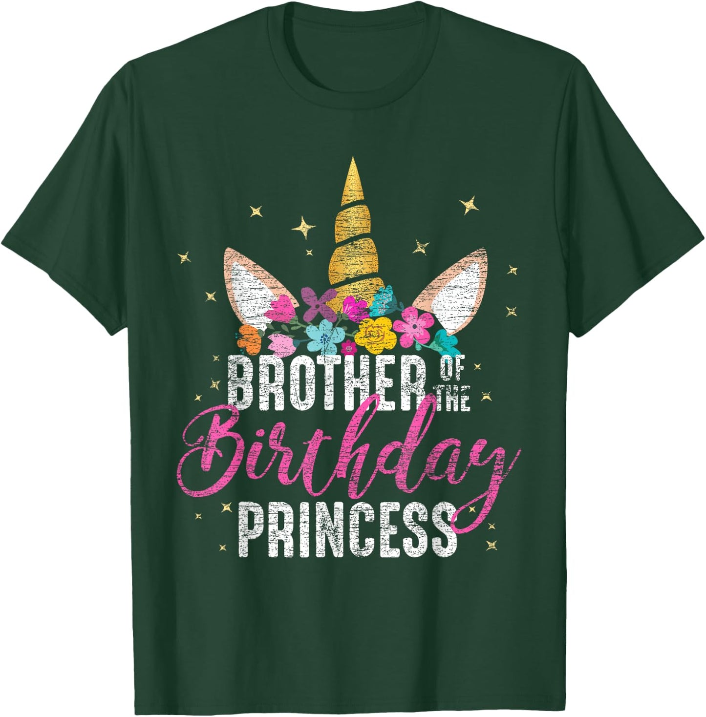 Brother Of The Birthday Princess Gift Unicorn Birthday T-Shirt - T-Shirt | Forest