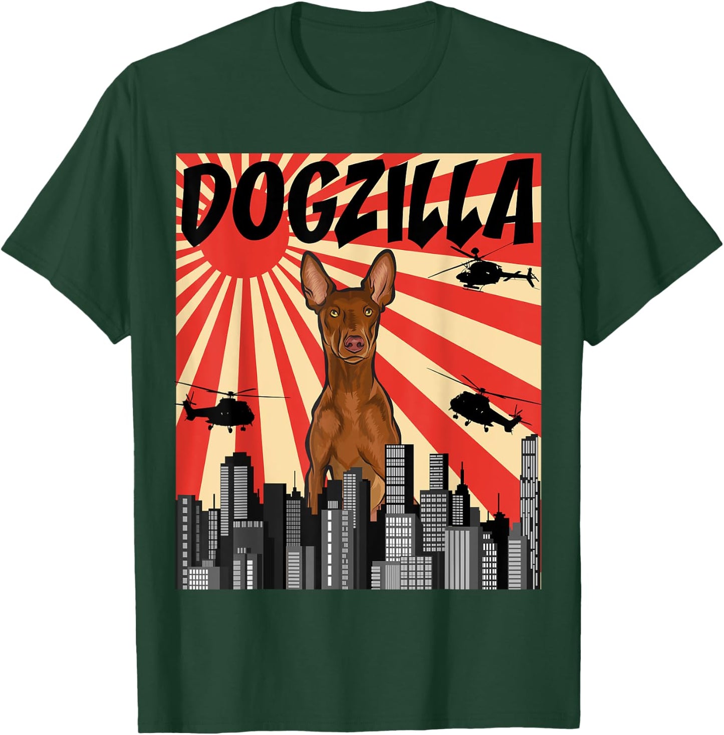 Funny Retro Japanese Dogzilla Pharaoh Hound T-Shirt - T-Shirt | Forest
