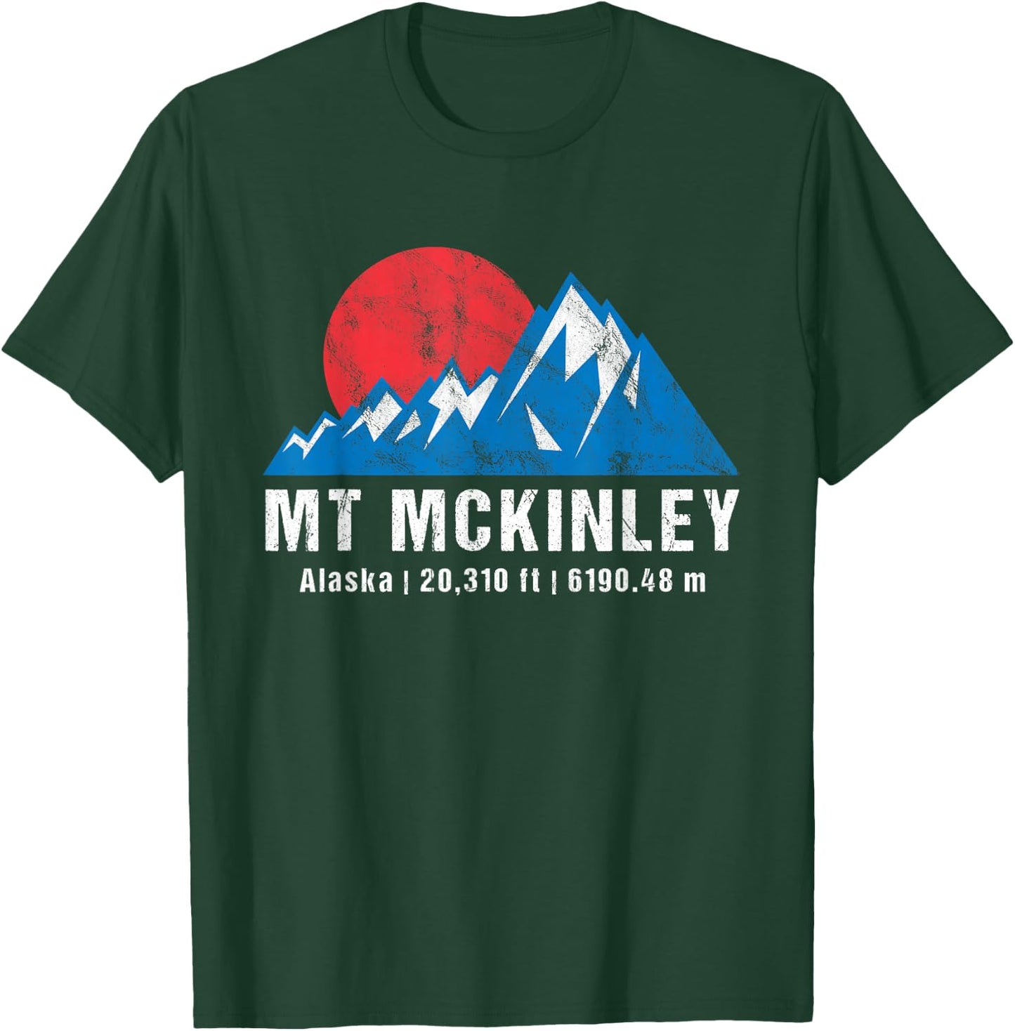 Retro Mount McKinley Alaska Mountains T-Shirt - T-Shirt | Forest