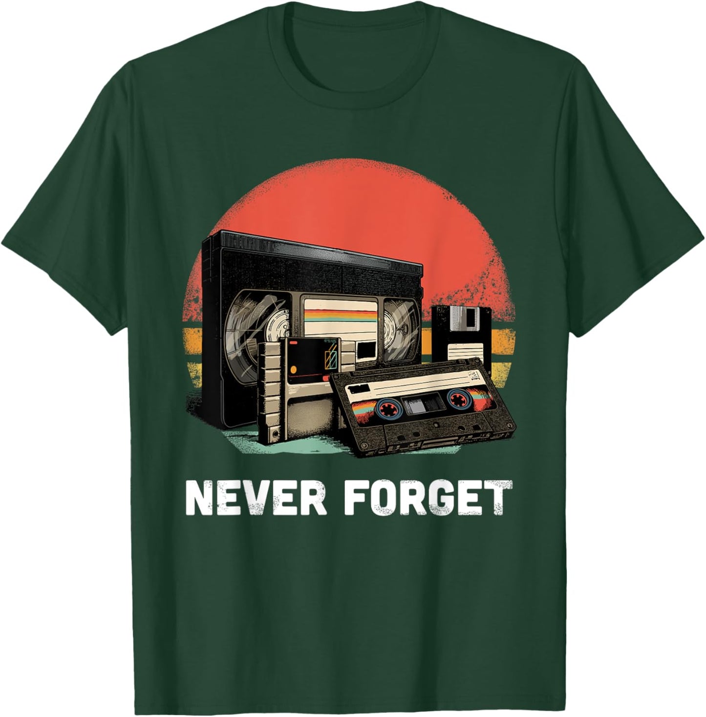 Never Forget Shirt Retro Cassette Tape VHS Gamer 80s 90s T-Shirt - T-Shirt | Forest
